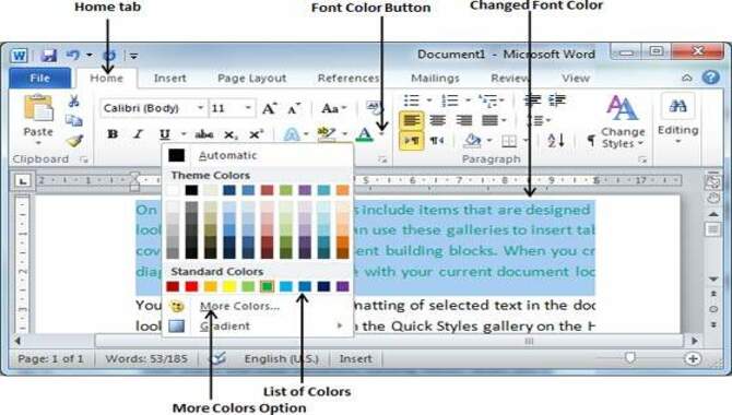How To Change The Color Of A Font