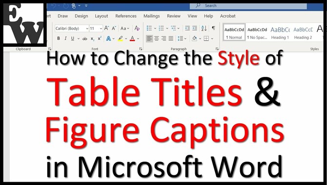 How To Create A New Caption Style In Documents Without Existing Table Titles Or Figure Captions
