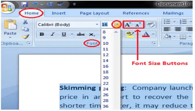 On The Fonts Tab, Under Size, Select The Desired Font Size (In Points).