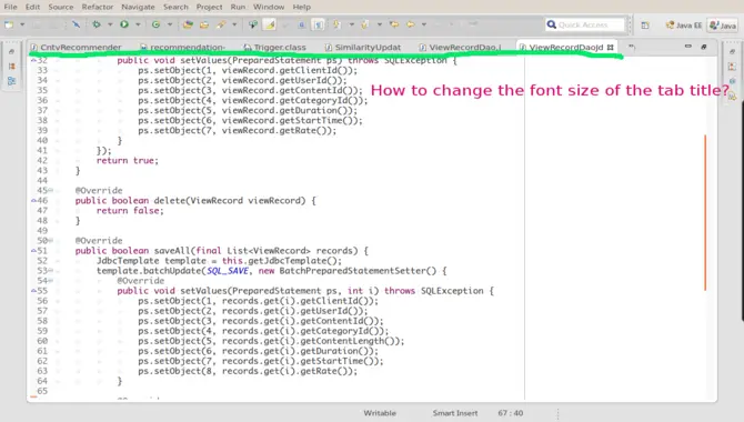 Change The Font Size In The Java Editor
