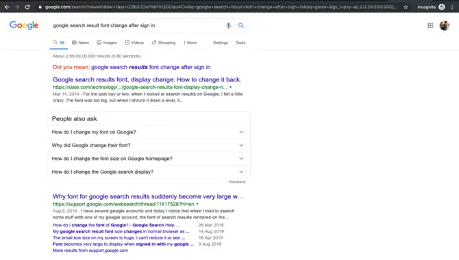 Setting Font Size For Search Results