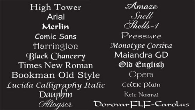 Types Of Fonts Available