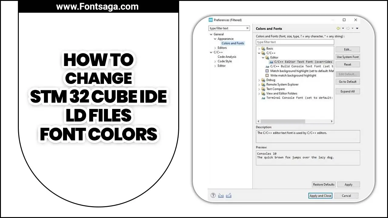 Change STM 32 Cube IDE LD Files Font Colors 