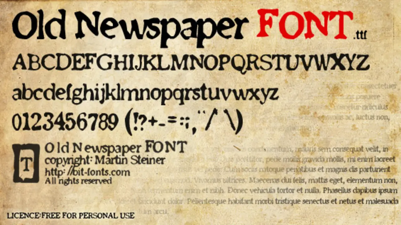 Commonly Used Old Newspaper Types Font