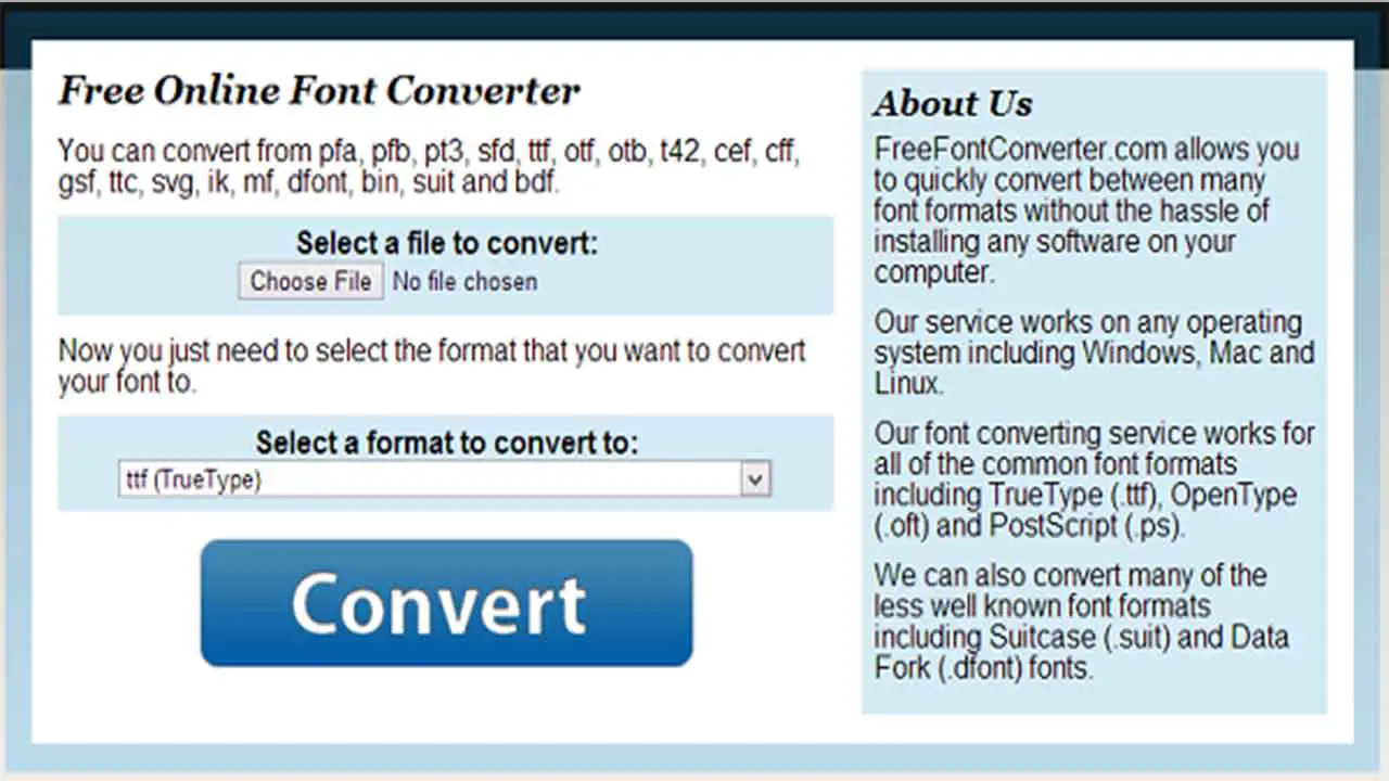 Find An Online TTC To TTF Converter