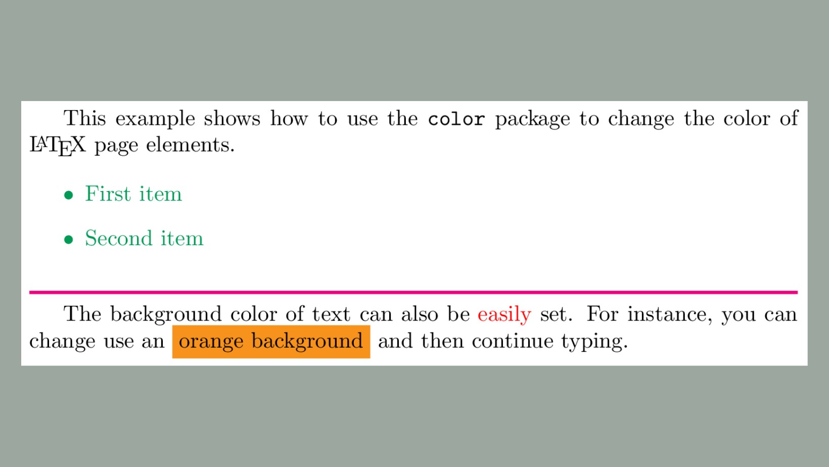 How To Set Text Color By Environment In LaTeX