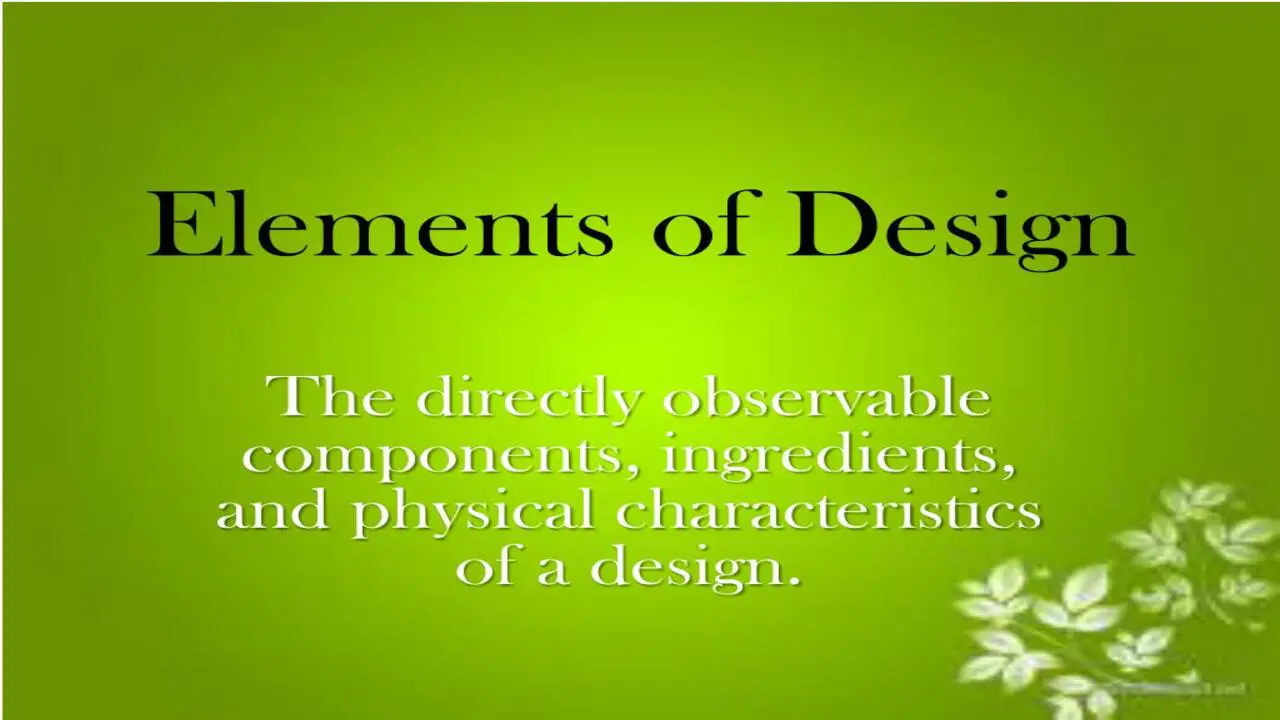 Design Elements And Characteristics
