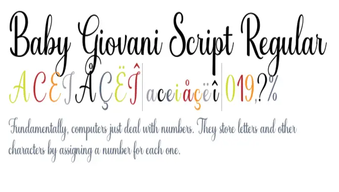 Features And Typography Of Baby Giovani Script Font