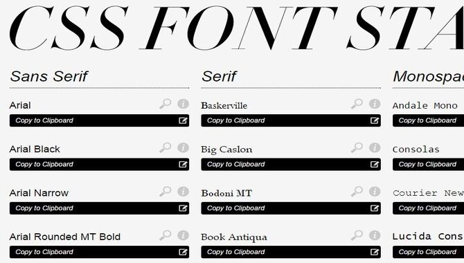 CSS Font Stack For Monospace Font Family