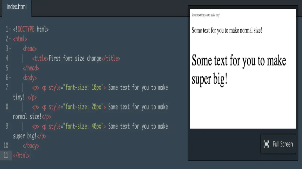 Font Size In HTML