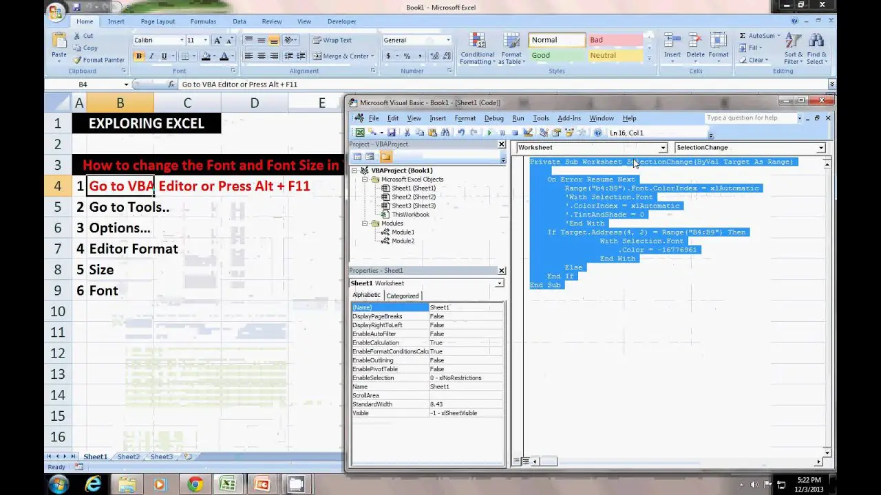 How To Change Font Size In Vba