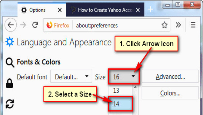 How To Set Font Size 1em In Firefox