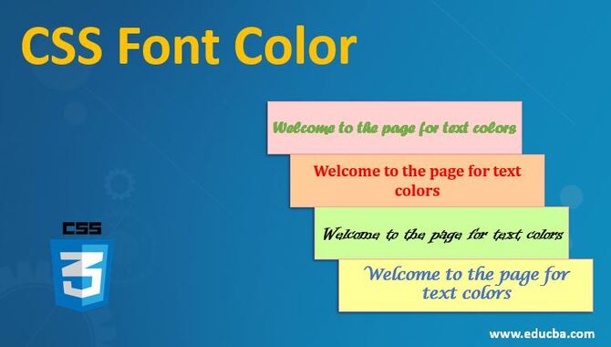 The Syntax For Css Font Background Color