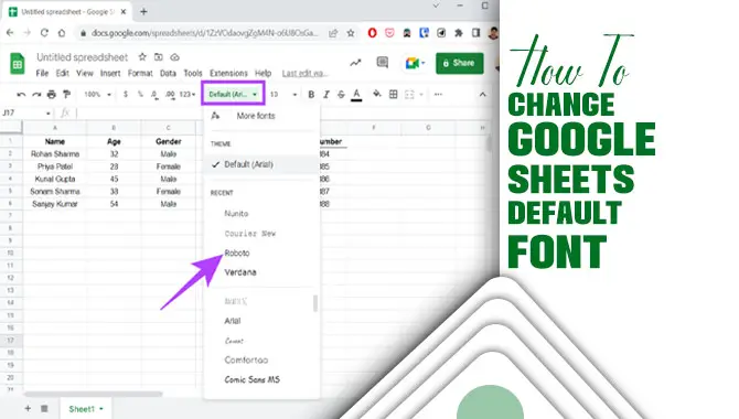 Change Default Font Google Sheets