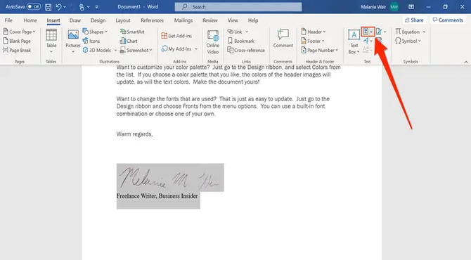 Creating A Signature In Microsoft Word