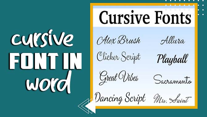 Cursive Font In Word