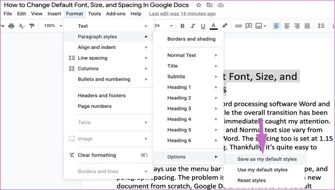 Default Font Sizes In Google Docs