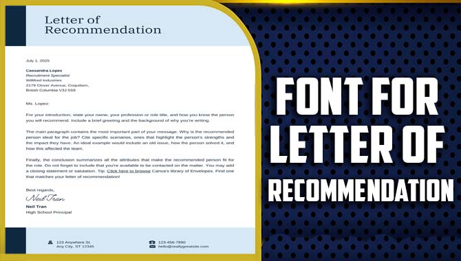 Font For Letter Of Recommendation