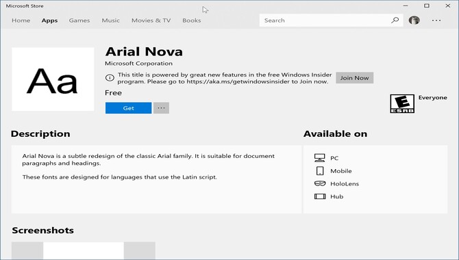 Installing Fonts From The Microsoft Store