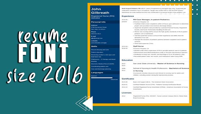 Resume Font Size 2016
