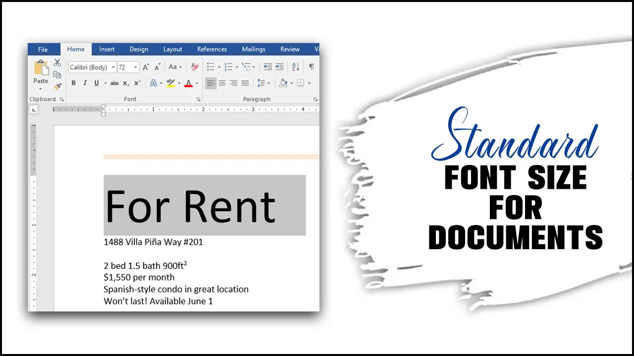 Standard Font Size For Documents