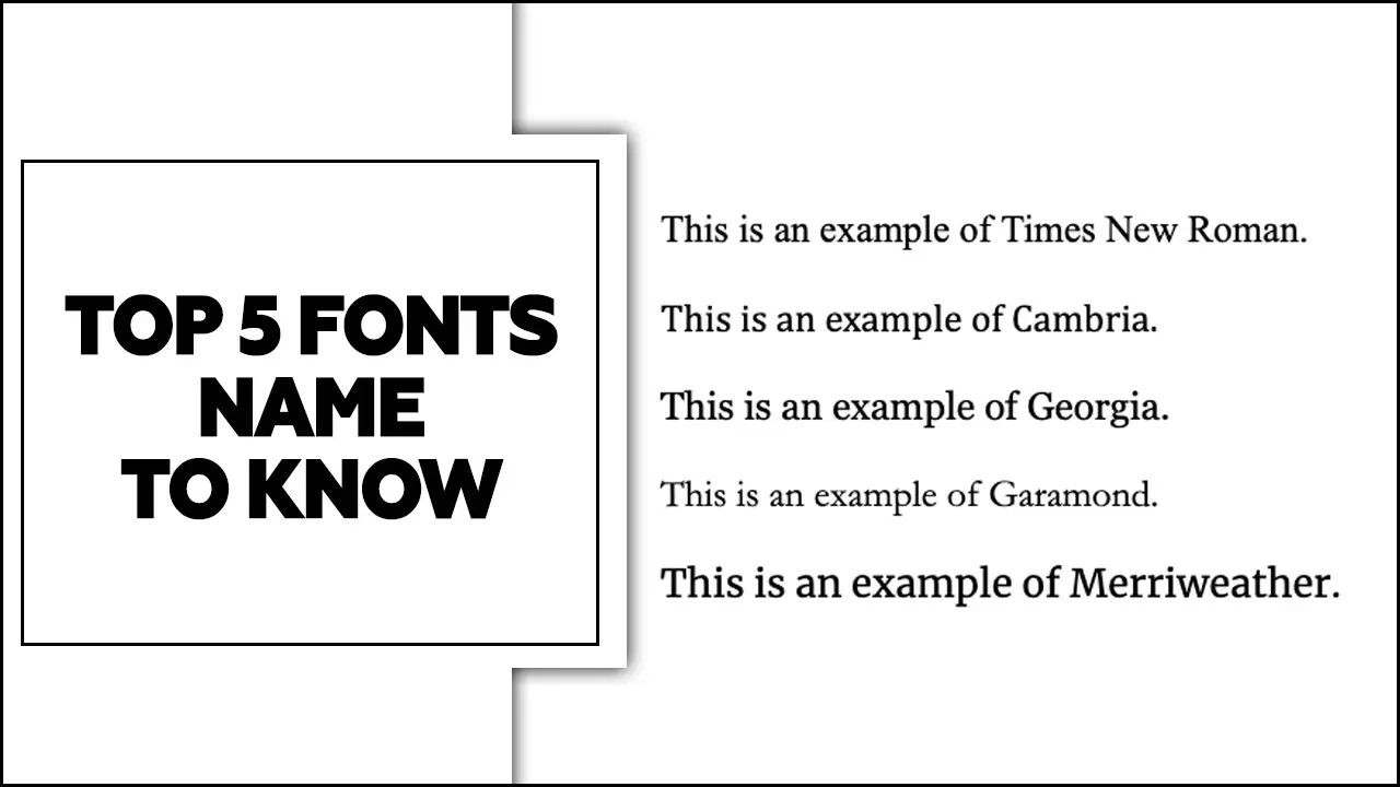Top 5 Fonts Name To Know