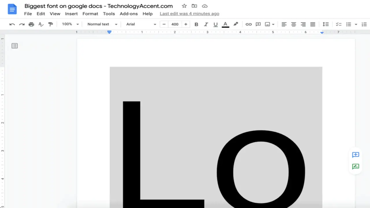 Arial: The Largest Font In Google Docs