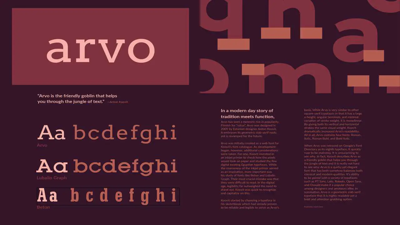 Arvo – Adding Personality To Your Text