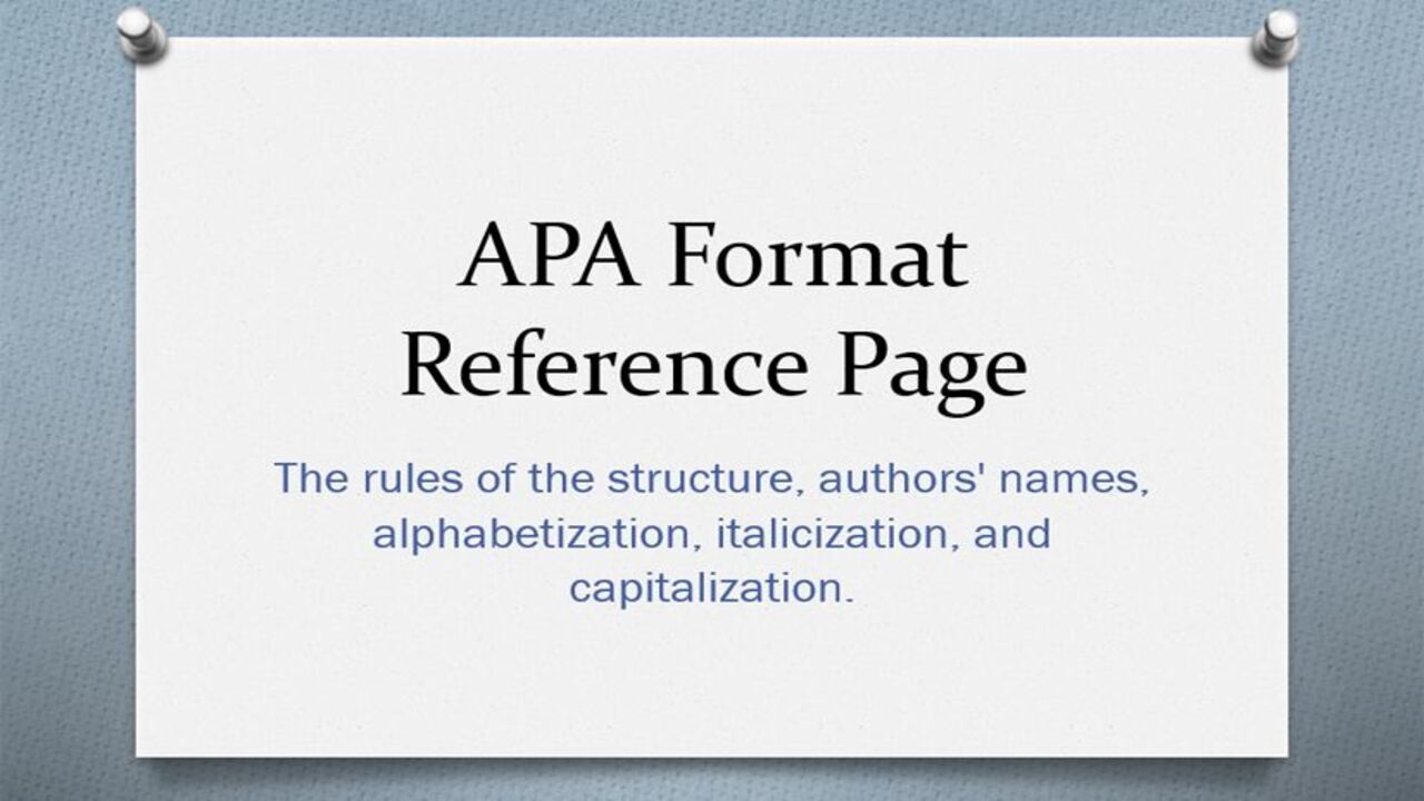 Guidelines For Reference Page Formatting