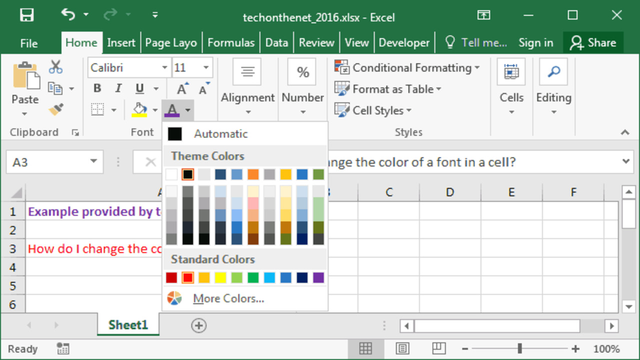 How To Use Font Color Formula In Excel