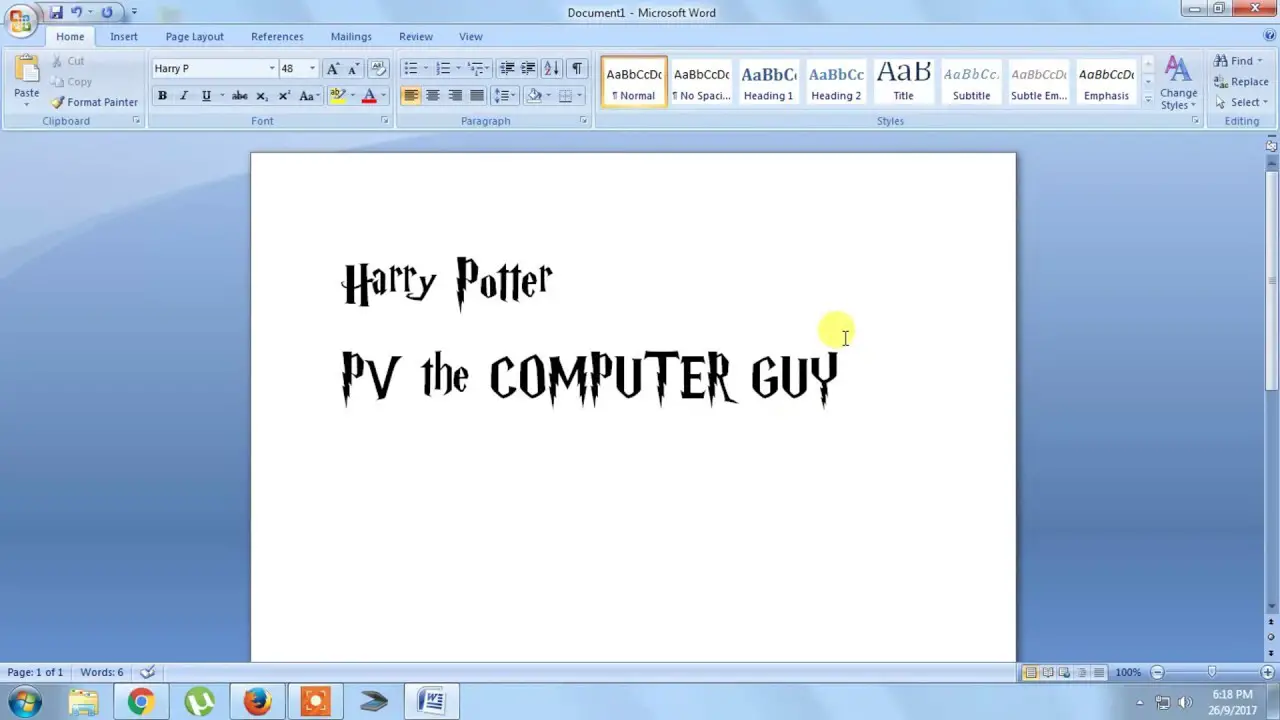 Steps To Install A Harry Potter Word Font On Your Computer