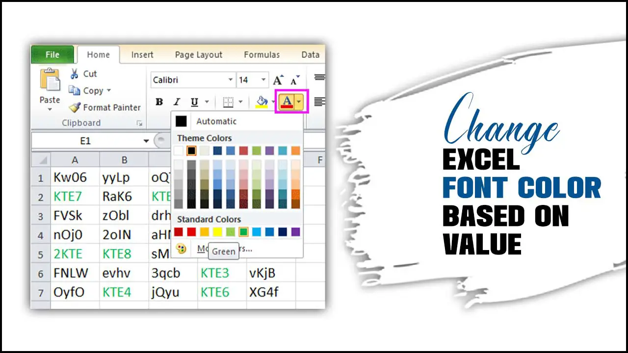 Change Excel Font Color Based On Value