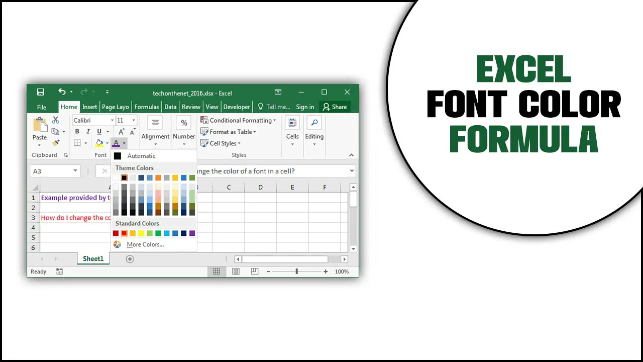 Excel Font Color Formula