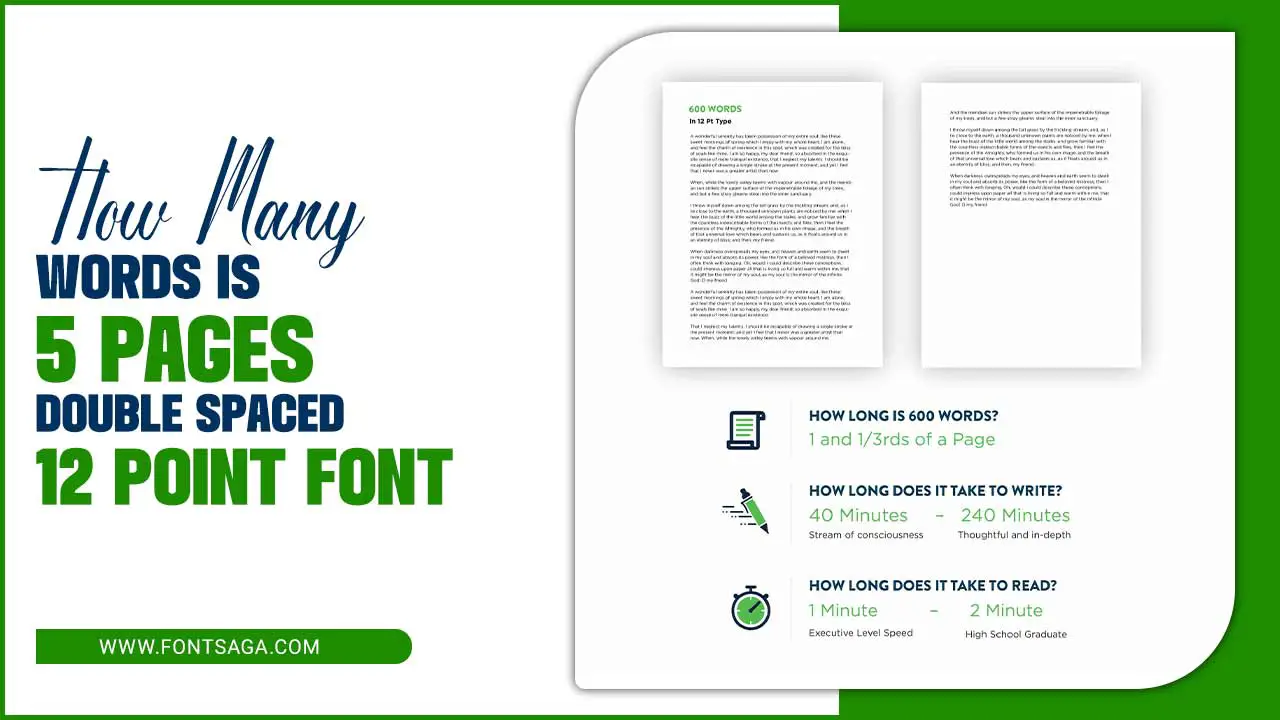 many words is 5 pages double spaced 12 point font