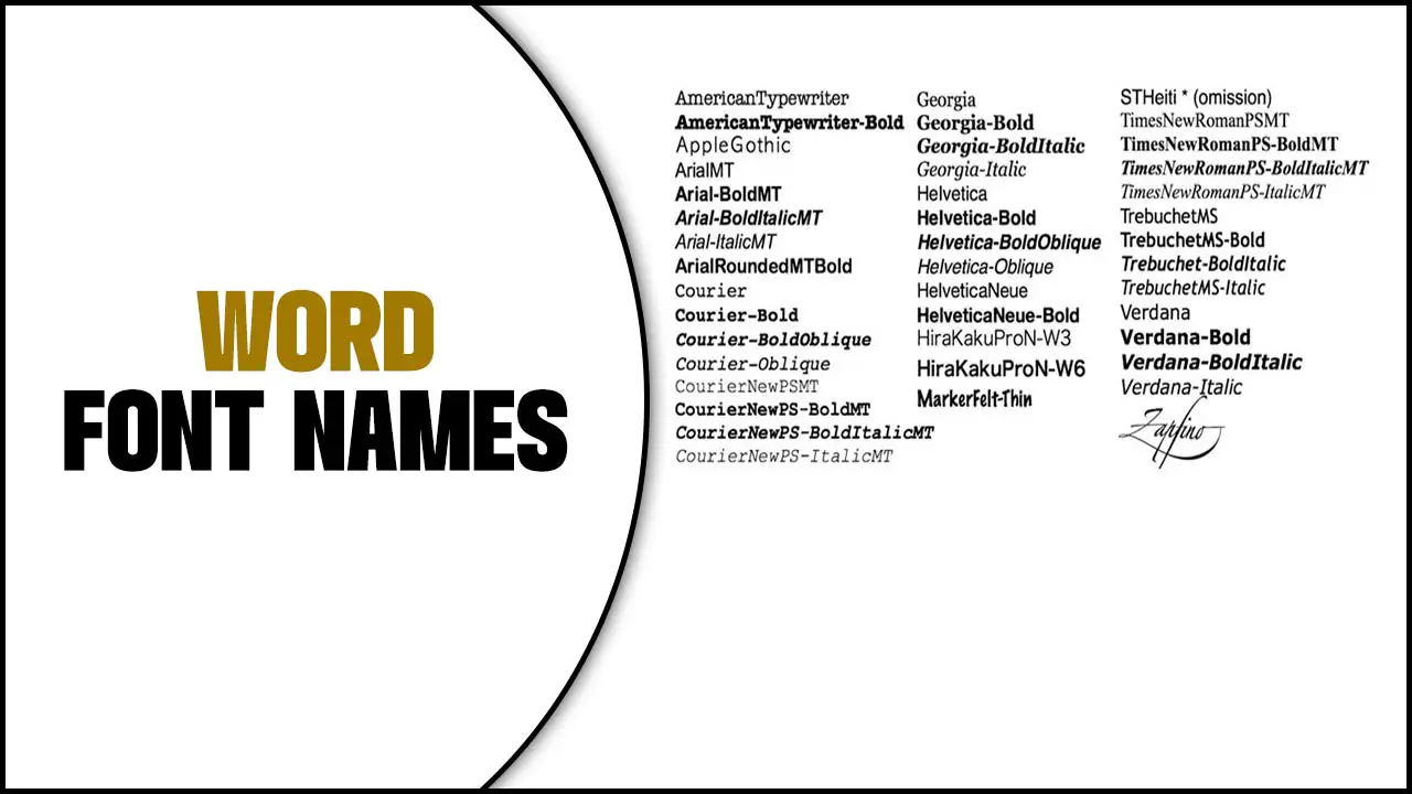  Word Font Names